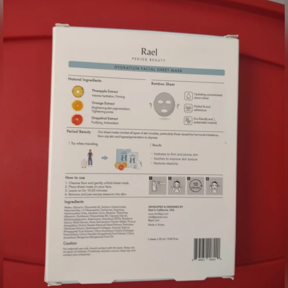 NWT Rael Dewy and Hydrating Facial Sheet Mask